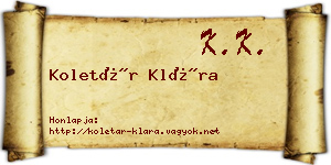 Koletár Klára névjegykártya